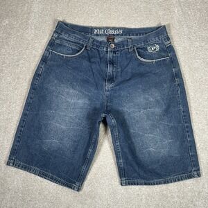Phat Farm Jean Shorts Adult Size 40W Blue Baggy Y2K  Mens Denim Wide Leg‎ Jorts